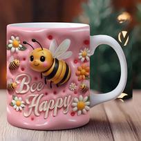 Cartoon Bee Ceramic Coffee Cup 3D Milk Tea Water Cups Creative Breakfast Mug Household Drinkware Birthday Gift 330ml balta