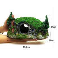 Aquarium Decoration Hobbit House Cave Fish Tank Ornament Cave Reptile Hole Shelter Ornament Rockery Landscaping Ornament