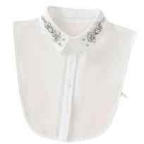 White Chiffon Fake Collar Rhinestone False Collar Elegant Chiffon Fake Collar  Women balta