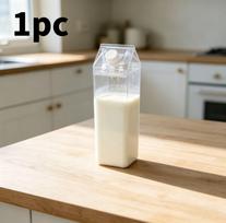 1000ml leak proof square milk bottle, transparent plastic bottle, portable juice cup, suitable for travel and family use 1.0L