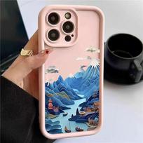 Japanese Aesthetic Mount Fuji Phone Case For iPhone 11 12 13 14 15 16 Pro Max 7 8 Plus X XS XR SE Shockproof Silicone Soft Cover iPhone XR
