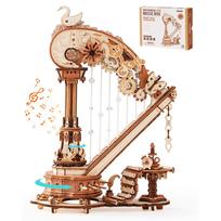 ROKR Magic Harp Music Box Wooden 3D Puzzle 350-Piece DIY Mechanical Model Building Kit for Home Desk Bookshelf Decor Gift for Adults Kids
