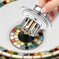 Electroplating Anti-Clog Pop-Up Drain Stopper with Strainer Basket Bathroom Brass Sink Drain and Kitchen Sink Accessories (Silver,Brass) sidabras