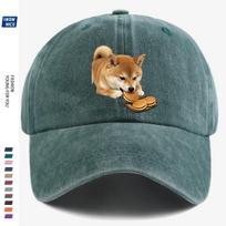 pc Shiba Inu Eating Taiyaki Fun Print Baseball Cap Cute And Adorable Design Unisex Adjustable Size Suitable for Daily Outing 1pc