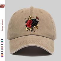 pc pcs Red  Black Rose Trucker Cap for Men  Women  Adjustable Washed Buckle Strap Vintage Washed Baseball Hat Suitable for 1pc