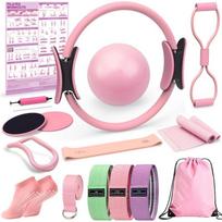 Pilates Kit for Home Workouts, Pilates Equipment Ring and Ball Set, Pilates Essentials Kit for Women, Home Pilates Workout Kit, Pilates Set, rožinė
