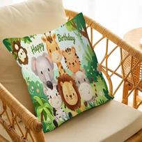Jungle Animals Baby Shower Cushion Cover Pillow Cover Decor Pillowcase Printed Cushion Case for Couch 30x30cm