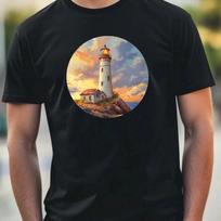 T-Shirt Herren Leuchtturm Portrait Motiv Baumwolle Größe XS bis 5XL L