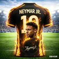 Men's football T-shirt with a 3D Neymar print, breathable and quick-drying design, suitable for football training and matches. S