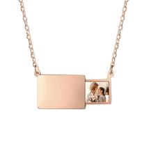 Drawer-Style Locket Personalized Necklace Electroplating Locket Pendant  Family Jewelry rožinio aukso spalvos