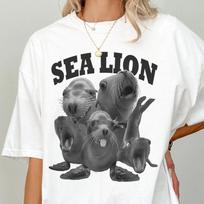 Vintage Sea Lion Tshirt Seal Meme Shirt Funny Arctic Animal Tee Summer Unisexs And Unisexs Loose And Breathable Tshirt Top S