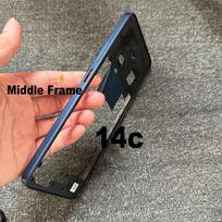 For Xiaomi Redmi 14C Middle Frame Front Bezel Faceplate Frame With Side Button Repair Spare Parts Middle Blue
