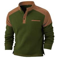 Men's Casual Long Sleeve Hoodie Stand Collar Corduroy Sweatshirt Spring Autumn 2026 Fashion Urban Style Polyester Fiber S armijos žalia spalva