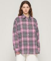 Cargo Bros For Woman Light Check Oversized Shirt (Pink) Free