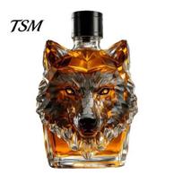 Durable Glass Whiskey Decanter 300ml Bottle Wolf Head Shape High Leak-proof Stopper Borosilicate Wine Leak-Proof Seal Liquor Container Wolf