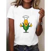 Women's New Short Sleeve T-Shirt Top, Essential Summer Item for Travel, Dates, Gifts, Vacations, Beaches, Corn Chef Hat S balta