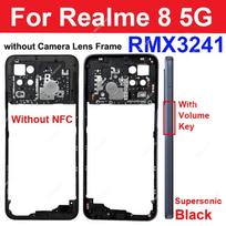 For Realme 8i 8 Pro 8S 8 4G 5G Middle Frame Housing Bezel Middle Frame Cover With Side Button Camera Lens Cover Repair 8-5G Black