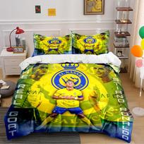Al Nassr FC Bedding Set  Bedding set (1 duvet cover, 2 pillowcases, duvet not included) 135x200cm yellow