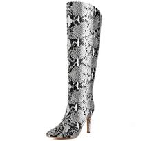 Fashion Women's Knee High Boots Sexy 2024 New Autumn Winter Shoes Snake Print Heeled Long Cowboys Long Boot Ladies Large Size 45 35 juoda