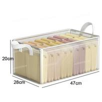 Closet Clothes Organizers Clothes Underwear Transparent Storage Box with Handle Stainless Steel Frame Wardrobe Storage Organizer