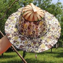 Womens Fan Hat Summer Sunshade Hat Fashionable Floral Pattern Multifunctional Fabric Art Outdoor Bamboo Travel 9 Styles B