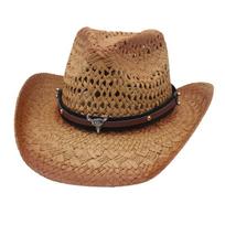 Cross-Border Western Cowboy Hat Outdoor Beach Sun Hat European And American Hot-Selling Cowboy Top Hat Hollow Warped Edge Sun Hat free size [spray painted straw hat]