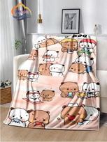 Cartoon Print Bear And Pa Blanket Cute Bubu  Dudu Series  S Warm Flannel Soft Comfortable Home Bed#Color_35,Size_125X150CM 75X95CM pilka spalva
