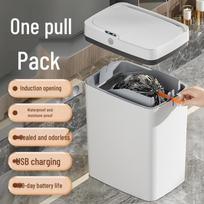 Modern Touchless Automatic Bagging Trash Can with Smart Lid for Bathrooms Single Mode Battery 15L Elegant Green