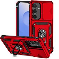 Armor Case For Samsung Galaxy S25 FE S25Edge A17 A07 A56 A26 A36 A16 A06 S25FE Coque Ring Holder Shockproof Lens Protect Cover Galaxy S25 FE raudona