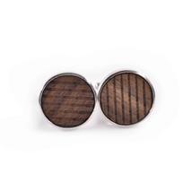 1 Pair Wooden Strips Cufflinks Man's Shirt Studs for Wedding Business Suit Round Shape
