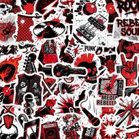 50 Punk Rock Raudonos Ir Juodos Grafiti Lipdukų Kaukolė Gitara Roko Elementai Bagažas Riedlentė Atsparūs Vandeniui Dekoratyviniai Lipdukai