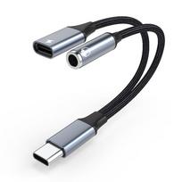 Keitiklis 2-in-1 USB C į Aux garso kabelis 2 viename USB Type C garso kabelis telefonui/ausinėms Typec to 3.5&Typec