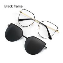Lens Clip On Sunglasses Anti-Blue Light Glasses with 1Pc Sunglasses Lenses 3 In-1 Cat Eye Glasses Magnet  Clip-On
