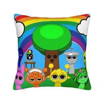 Rainbow Sprunki Game Pillowcase Polyester Cushion Cover Decor Cartoon Pillow Case Cover Seat Zipper 45*45cm 40x40cm