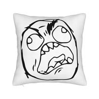 RAGE COMIC Trollface Meme Angry Mad Reaction Face Pillowcase Polyester Cushion Cover Throw Pillow Case Cover Home Square 40*40cm 40x40cm