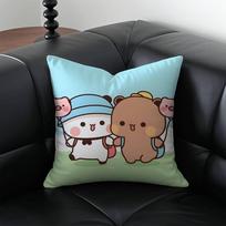 Popular Cartoon Bubu and Dudu Cute Pillow Case Anti-dustmite Pillowcase Invisible zipper silky short plush Sofa cushion cover 30x30cm
