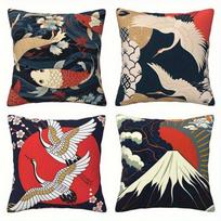 White Stork, Mount Fuji Theme digital printing pillow cover Short plush Suitable living rooms bedrooms sofas throw cushion cover 35x35cm