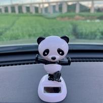 Panda Supurtoma Galva Automobilio Dekoracija - Mielas Linkčiojantis Panda Prietaisų Skydelio Papuošalas, Smagi Namų ir Biuro Stalo Dekoracija juoda