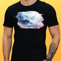 T-Shirt Herren Kirschblüten Berg Motiv Baumwolle Größe S bis 5XL S