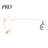 Silver Ear Cuff Faux Crystal Eye Jewelry, Teardrop Face Chain Cuff, Rhinestone Non Piercing Metal Hook Facial Accessory for Women Water Drop B auksinė