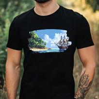 T-Shirt Herren Pirat Pixel Art Motiv Baumwolle Größe XS bis 5XL XS