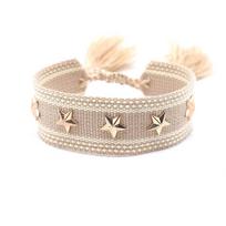 Handmade Wrist Strap Woven Tassel Wristband Adjustable Bracelets Hand Jewellery beige