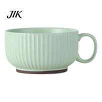 Heat-resistant Ceramic Soup Bowls Milk Cup with Handle Safe Bouillon Cream Aesthetic Breakfast Scratch-resistant Plates Microwave & Oven Tableware for žalia