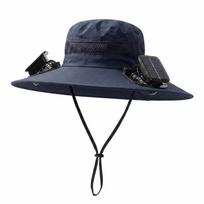 UPF50 Fan Sun Hat Dual Brushless Fans Fan Fisherman Hat Dual Power Solar Fan Hat  Hiking