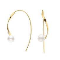 Vendome Aoyama Earrings K18 Yellow Gold Akoya Pearl Curved AGVA1258 PA [Official]