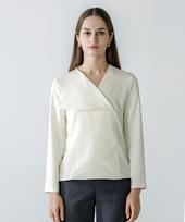 Ish V-Neck Classic Semi-Sleeve Blouse (Cream) Cream/M