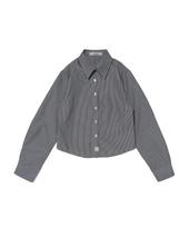 Cargo Bros For Woman Striped Crop Long Sleeve Shirt (Black) Free