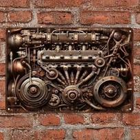 Steampunk Metalo Sienos Menas, Pavarų Mechaniko Vintažinis Skardos Ženklas Garažui Dirbtuvei