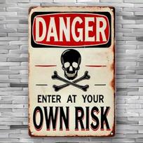 Metal Wall Art Skull Pirate Sign, Vintage Tin Poster for Bar Pub Garage Retro Decor