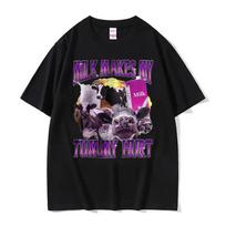 Milk Makes My Tummy Hurts Dank Meme T Shirts Lactose Tolerant Funny T-shirts Men Women's Casual Cotton Short Sleeve T-shirt Tops XL